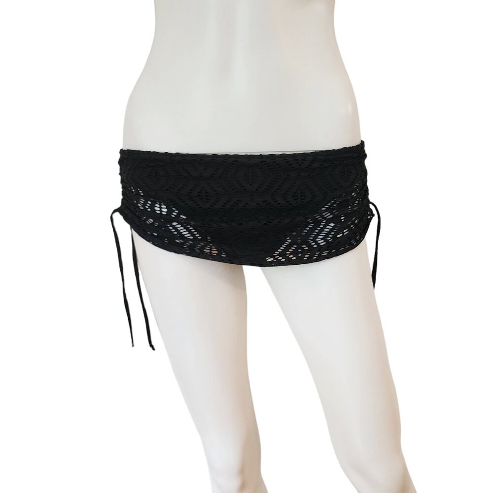 BECCA by Rebecca Virtue Black Crochet Lace Skirted Bikini Bottom
